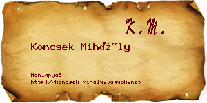 Koncsek Mihály névjegykártya